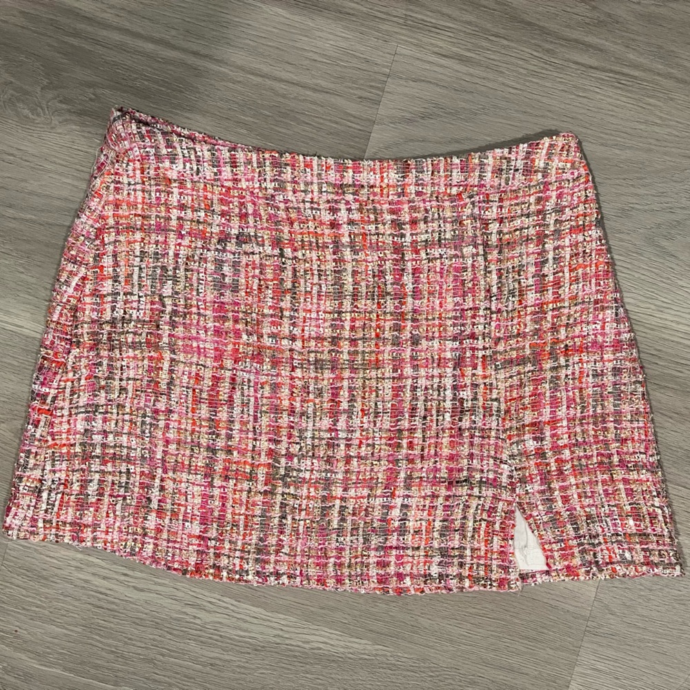 Francesca's Collections Vibrant Pink Tweed Skirt
